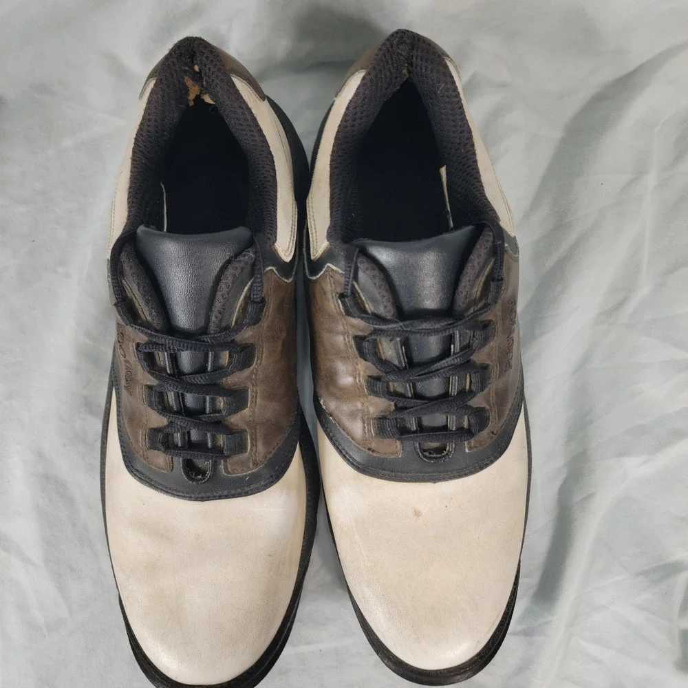 FootJoy Golf Shoes Men 11.5 Brown White Cleated Spikes Sport Golfing Golfwear